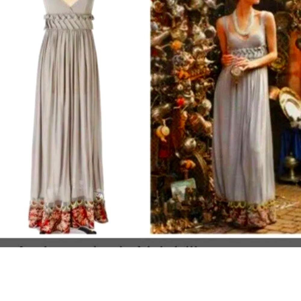 Anthropologie "Volubilis" cloud gray maxi dress by Rina Dhaka size lg